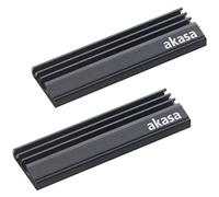 Akasa M.2 SSD Heatsink | Aluminum Heatsink Cooling Fin | Pre-applied Thermal Adhesive Tape | 71 x 22 x 6.4mm | Suitable for M.2 2280 SSD | Black | 2 Pack | A-M2HS01-KT02