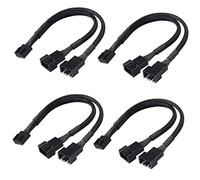 Akasa PWM Fan Splitter | Ventola PWM da 1 a 2 vie a 4 pin | Cavo di prolunga splitter per ventola del PC con controllo della velocità | Nero intrecciato | 150 mm 15 cm | Confezione da 4 |