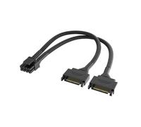 Akasa Adattatore CPU Dual SATA a 8 pin, splitter CPU 8 pin (4+4), 18 AWG, EPS Converter Adapter Extension Sleeved Cable, Convert 2 SATA CPU a scheda madre 8 pin, 15 cm, nero, AK-CBPW33-15