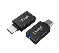 Akasa USB Type-C Maschio a USB Type-A Femmina Adapter | USB 3.2 Gen 2 | Up to 10 Gbps | Support Fast Charge | Compatible with Power Bank, PC, Laptop, Phone, Tablet | 2 Pack | Black | AK-CBUB62-KT02