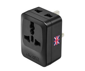 Akashi, Adattatore Viaggio Tipo G Regno Unito HK 3 uscite, Nero