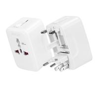 Akashi, Adattatore Viaggio US/UK/EU/AUS 1 Presa Femmina, Bianco