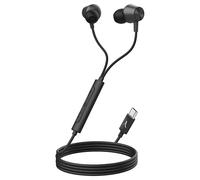Akashi Auricolari cablati USB-C riduzione del rumore microfono telecomando, Nero