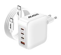 Akashi, Caricabatterie 130W 2 USB-C 100W + 1 USB 30W cavo USB-C, Bianco