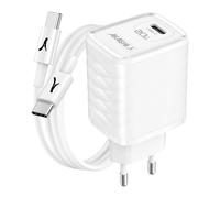 Akashi, Caricabatterie da Rete USB-C 20W Power Delivery con Cavo 1m, Bianco