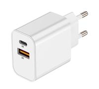 Akashi, Caricatore USB-C + USB 15W Ricarica Rapida, Bianco