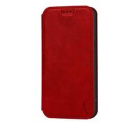 Akashi, Custodia per iPhone 12 Mini Pelle Vera con Supporto e Portacarte, Rosso