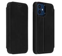 Akashi, Custodia per iPhone 12 Mini Portacarte Pelle Funzione Stand, Nero