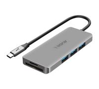 Akashi, Hub USB-C 3x USB 1x HDMI 1x USB-C 1x Ingresso Micro-SD / SD, Grigio