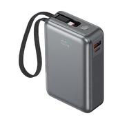 Akashi, PowerBank 20000mAh 65W Doppia Porta USB con Cavo Cordino USB-C Integrato