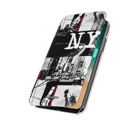 Akashi Custodia a libro per iPhone X/XS Design New York City Multicolore