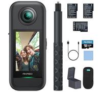 AKASO 360° Action Cam Creator-Set 5.7K con Scheda 64GB, Foto 72MP, Doppio Sensore 1/2" 48MP, Horizon Lock, Touchscreen 2.29", AI Tracking, Effetto Selfie Stick Invisibile, Stabilizzazione SuperSmooth