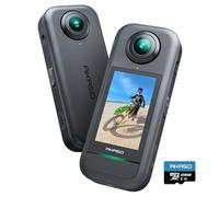 AKASO Action Cam 360° in 5.7K con Scheda 128GB, Foto 72MP, Doppio Sensore da 1/2" 48MP, 360° Horizon Lock, Touchscreen 2.29", AI Tracking, Effetto Selfie Stick Invisibile, Stabilizzazione SuperSmooth