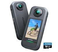 AKASO Action Cam 360° in 5.7K con Scheda 64GB, Foto 72MP, Doppio Sensore da 1/2" 48MP, 360° Horizon Lock, Touchscreen 2.29", AI Tracking, Effetto Selfie Stick Invisibile, Stabilizzazione SuperSmooth