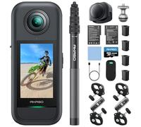 AKASO Action Cam 360° in 5.7K - Moto Pack con Scheda 256GB, Foto 72MP, Doppio Sensore da 1/2" 48MP, 360° Horizon Lock, Touchscreen 2.29", AI Tracking, Stabilizzazione SuperSmooth