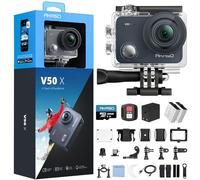 AKASO Action Camera V50 X con scheda di memoria microSDXC da 128 GB - 4K Wifi nativa subacquea 40M EIS anti-shake Cam con touch screen, telecomando, custodia impermeabile e kit di accessori di