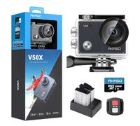 AKASO Action Camera V50 X con scheda di memoria microSDXC da 128 GB - 4K Wifi nativa subacquea 40M EIS anti-shake Cam con touch screen, telecomando, custodia impermeabile e kit di accessori di