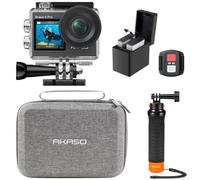 AKASO Brave 4 Pro Action Cam 4K 40M con Impugnatura e Custodia Protettiva, Videocamera 20MP WiFi 170° Grandangolare Doppio Schermo EIS Stabilizzazione, Touch Screen, 5x Zoom