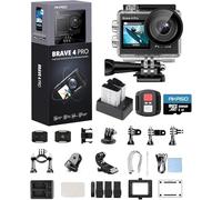 AKASO Brave 4 Pro Action Cam 4K 40M con Scheda di Memoria U3 da 128GB, Videocamera 20MP WiFi 170° Grandangolare Doppio Schermo EIS Stabilizzazione, Touch Screen, 5x Zoom