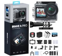 AKASO Brave 4 Pro Action Cam 4K 40M Fotocamera Subacquea con microSD 256GB | Videocamera 20MP WiFi, Grandangolare 170°, EIS, Touch Screen, Zoom 5×, 2 Batterie da 1350mAh e Kit Accessori