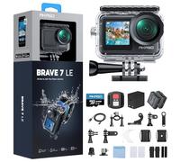 AKASO Brave 7 LE Action Cam 4K 30FPS, Fotocamera Subacquea con microSD 64GB | Impermeabile 40 m con Custodia, IPX7, EIS 2.0, Doppio Schermo, Touch Screen, Telecomando, Microfono Esterno e Zoom