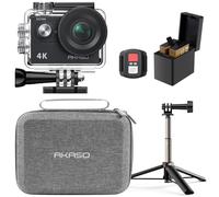 AKASO EK7000 Action Cam 4K 30FPS con 60cm Treppiede Selfie e Custodia | 20MP Con EIS, Custodia Impermeabile fino a 30 m, Telecomando, Zoom 4× e Supporto per Microfono Esterno