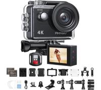 AKASO EK7000 Action Cam 4K, Fotocamera Subacquea WiFi 20MP, Impermeabile 30M, Microfono Esterno Compatibile, Telecomando, 2 Batterie 1050 mAh, Accesorios Multiples per Bicicletta Casco Sci Surf