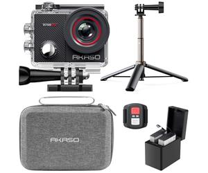 AKASO EK7000 Pro Action Cam 4K 20MP con 60cm Treppiede Selfie e Custodia | 20MP WiFi, Impermeabile Videocamera, EIS, Touch Screen, Angolo Variabile, 2.4G Telecomando e Kit di Accessori