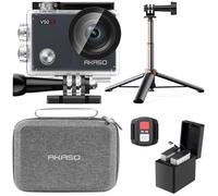 AKASO V50 X Fotocamera Sport Kit di Asta Selfie- Include 20 MP Camera Sport 4K Impermeabile 30 FPS con treppiede Selfie Stick da 60 cm per Action Camera Sportiva, Borsa di immagazzinaggio, 2 batterie