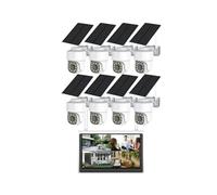AKAVIG 8CH Outdoor 4MP Solar Power PTZ Kit Telecamera di Sicurezza con Monitor LCD, Wireless WiFi Sistema di Sorveglianza Domestica NVR con Rilevazione di movimento, Audio a 2 vie, Controllo di