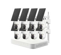 AKAVIG Kit di telecamere di sicurezza a energia solare da 8 canali, 4 MP, con 8 telecamere, sistema di telecamere di sorveglianza WiFi wireless con audio bidirezionale, visione notturna a colori, per