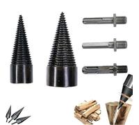 Akayoo Punta Conica Spaccalegna,Punta Spaccalegna per Trapano Cono per Vite Spaccalegna, Trapano Legna Ardere con 3 Manici Esagonale/Rotondo/Quadrato per Legno di Diametro Inferiore