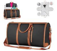 Akayoo Travel Bag,Foldable Clothing Bag Travel,Garment Duffle Bag,Convertible Suit Travel Bag for Women,Large Capacity PU Leather Folding Carry On Garment Bag with Shoe Pouch