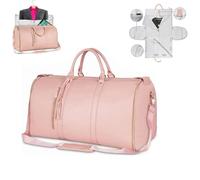 Akayoo Travel Bag,Foldable Clothing Bag Travel,Garment Duffle Bag,Convertible Suit Travel Bag for Women,Large Capacity PU Leather Folding Carry On Garment Bag with Shoe Pouch
