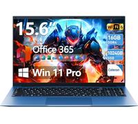 AKCHART Computer portatile da 15,6 pollici con Windows 11 Pro, 16 GB RAM 1024 GB SSD, Office 365, WiFi 6, Bluetooth 5.2, visualizzazione a 180°, IPS FHD, 7000 mAh, HDMI, Type-C, ventola di