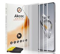 Akcoo Pellicola proteggi schermo per OnePlus 12, in vetro temperato, set da 3 pezzi, copertura completa da bordo a bordo, compatibile con impronte digitali, sensibile al tocco