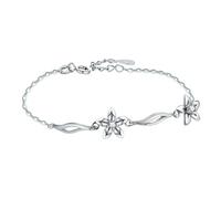 AKDJGFP Braccialetti Donna Bracciale a catena con fiore in argento, design con ciondoli, creazione di gioielli in argento sterling, bracciale a catena abbagliante for donna
