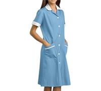 AKDJGFP Camice Laboratorio Chimica Camice da Laboratorio Bianco da Donna, a Maniche Lunghe, for Infermiere, Estivo, da Lavoro, Spa, Salone di Bellezza, Giacca, Camice(Light Blue,L)