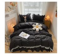 AKDJGFP Copripiumino Matrimoniale Set di biancheria da letto Brushed Princess 4 pezzi con volant in pizzo, gonna da letto, copripiumino/federe(Gold,1.8m Bed Skirt 4pcs)
