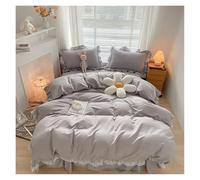 AKDJGFP Copripiumino Matrimoniale Set di biancheria da letto Brushed Princess 4 pezzi con volant in pizzo, gonna da letto, copripiumino/federe(8,1.5m Bed Skirt 4pcs)