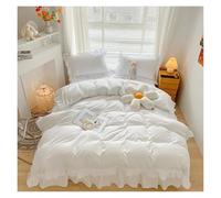AKDJGFP Copripiumino Matrimoniale Set di biancheria da letto Brushed Princess 4 pezzi con volant in pizzo, gonna da letto, copripiumino/federe(1,1.5m Bed Skirt 4pcs)