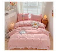 AKDJGFP Copripiumino Matrimoniale Set di biancheria da letto Brushed Princess 4 pezzi con volant in pizzo, gonna da letto, copripiumino/federe(Bronze,1.5m Bed Skirt 4pcs)