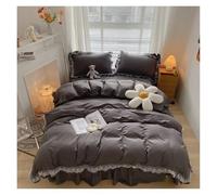 AKDJGFP Copripiumino Matrimoniale Set di biancheria da letto Brushed Princess 4 pezzi con volant in pizzo, gonna da letto, copripiumino/federe(7,1.5m Bed Skirt 4pcs)