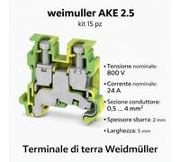 AKE 2.5 WEIDMULLER morsetto terre Giallo/Verde da quadro 15pz