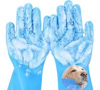 AKEISHE Guanti per il lavaggio del cane per spargimento e il bagno, guanti da massaggio e deshedding a 5 dita per cani e gatti, guanti riutilizzabili in silicone resistente al calore, per la rimozione