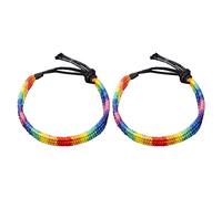 Akemaio Bracciale Arcobaleno Bracciale con Cordino di Amicizia Intrecciato Fatto a Mano per Ragazze e Ragazzi 1 Pezzo in Poliestere, Lunghezza 29 Cm (B)