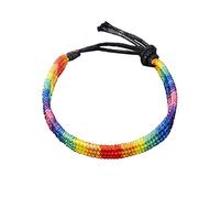 Akemaio Bracciale Arcobaleno Bracciale con Cordino di Amicizia Intrecciato Fatto a Mano per Ragazze e Ragazzi 1 Pezzo in Poliestere, Lunghezza 29 Cm (A)