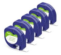 Aken 91220 Paper White Nastro per Etichette Compatibile con Dymo Letratag Nastro 12mm x 4m, Nero su Bianco Cartucce Compatibile con Dymo Letratag LT-100T LT-100H 200B XR Etichettatrice