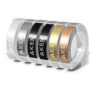 Aken Compatibile per Dymo Etichette a Rilievo 9mm per Dymo Etichettatrice a rilievo per Junior, per Omega, Embossing Nastro per Bianca su Nero/Oro/Argento/Trasparente/Oro Champagne