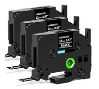 Aken Nastro per Etichette Compatibile con Brother TZe-335 TZe335 | Bianco su Nero 12mm 0.47, Compatibile con Brother P-touch 1010 H105 1000 1005 1280, 3X